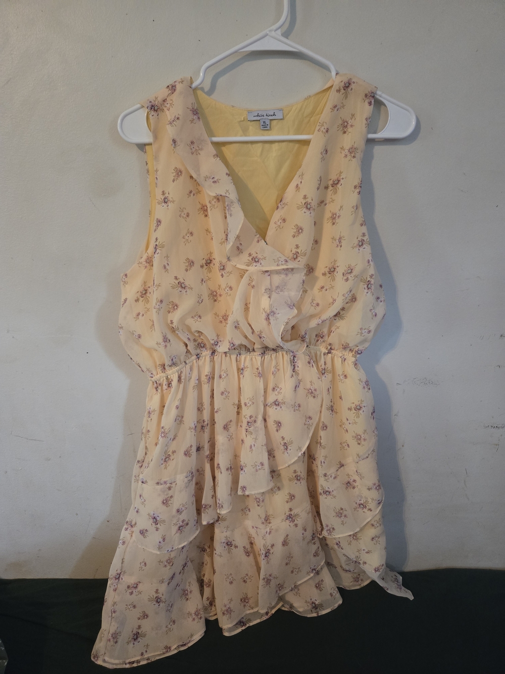 white birch Pale Yellow Floral Dress